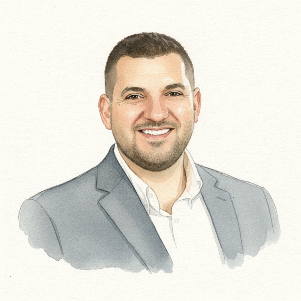 Watercolor portrait of Warren Altounian